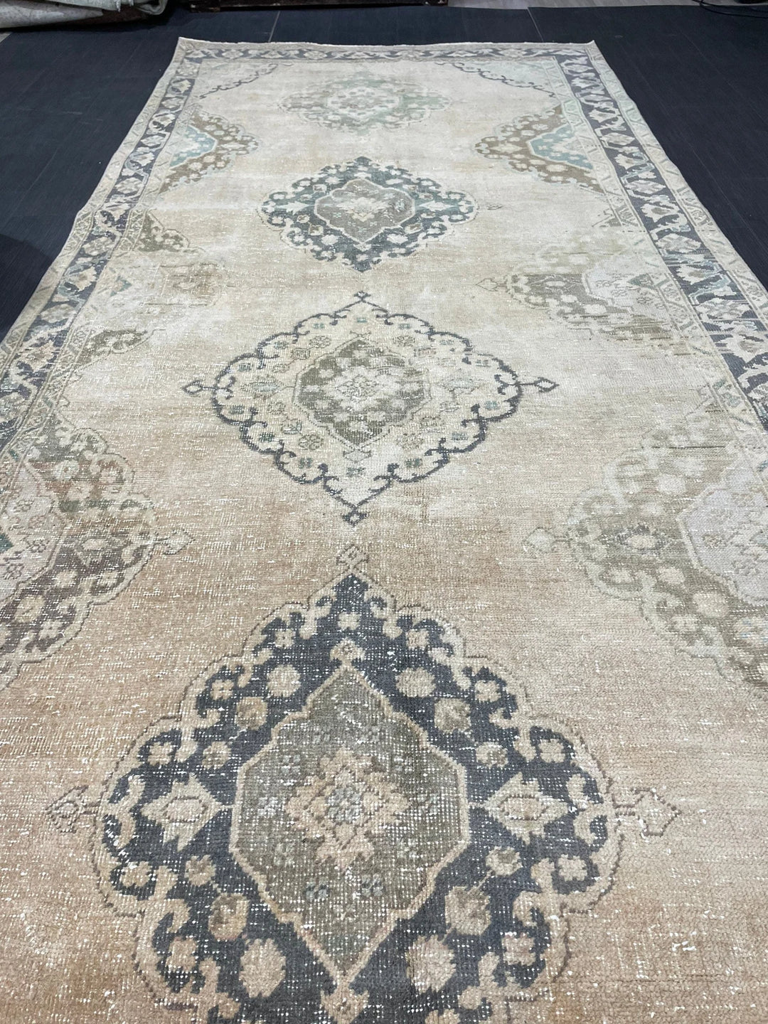Beige Turkish Runner Rug 4' 8" x 13' Hand-Knotted | No. WR71767