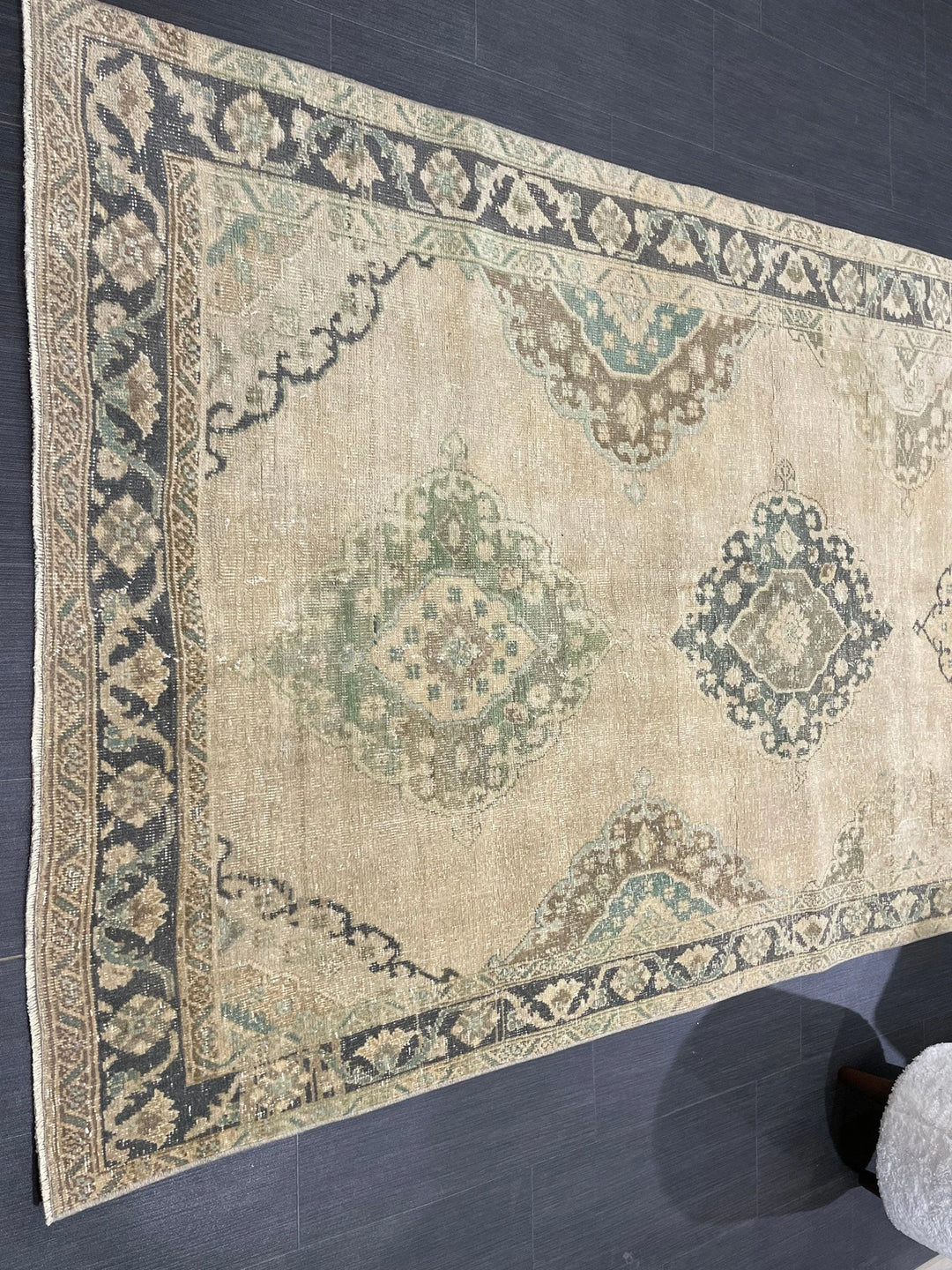 Beige Turkish Runner Rug 4' 8" x 13' Hand-Knotted | No. WR71767