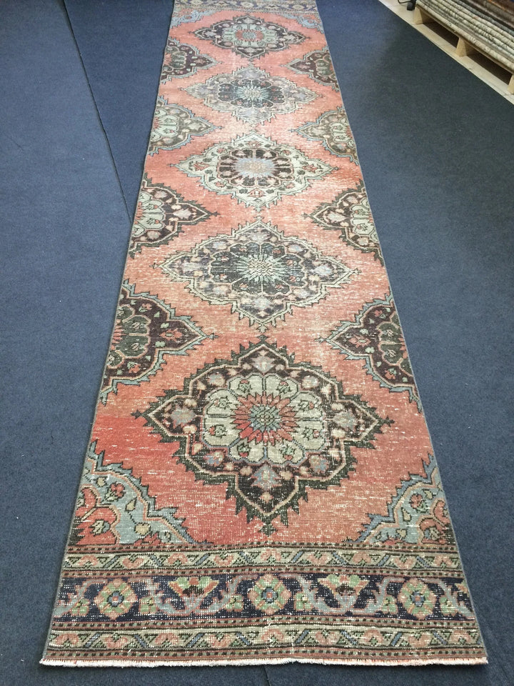 Rust Turkish Runner Rug 3' x 13' Hand-Knotted | No. WR71800