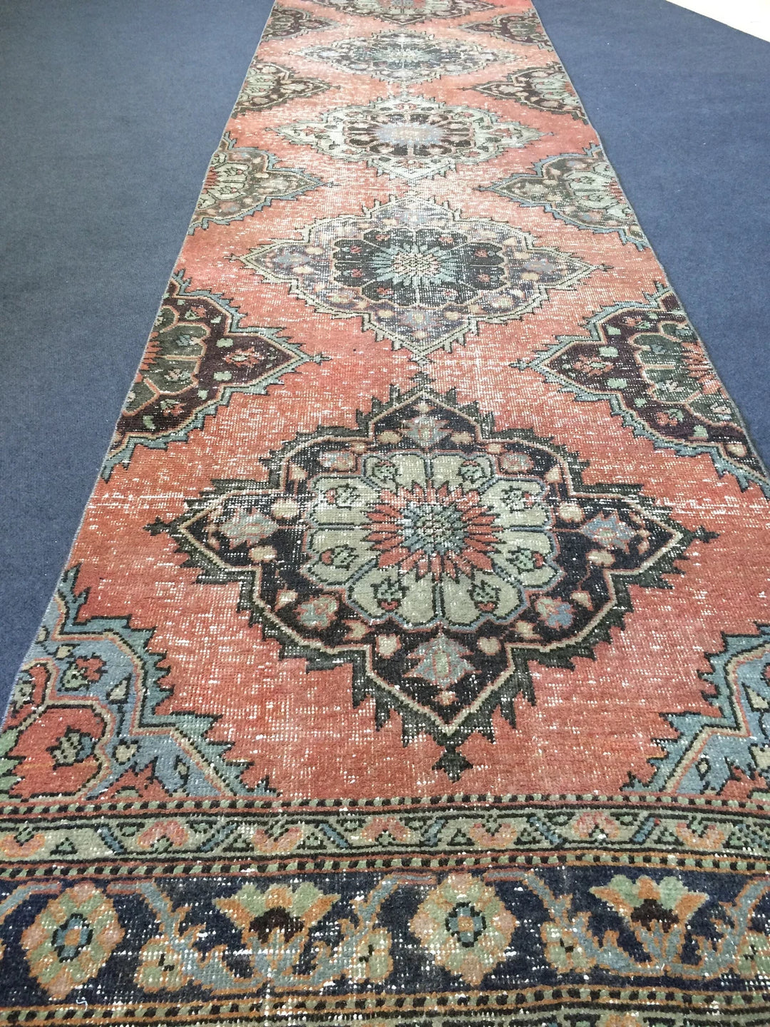 Rust Turkish Runner Rug 3' x 13' Hand-Knotted | No. WR71800