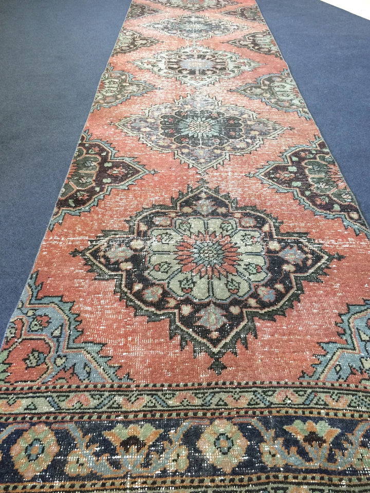 Rust Turkish Runner Rug 3' x 13' Hand-Knotted | No. WR71800