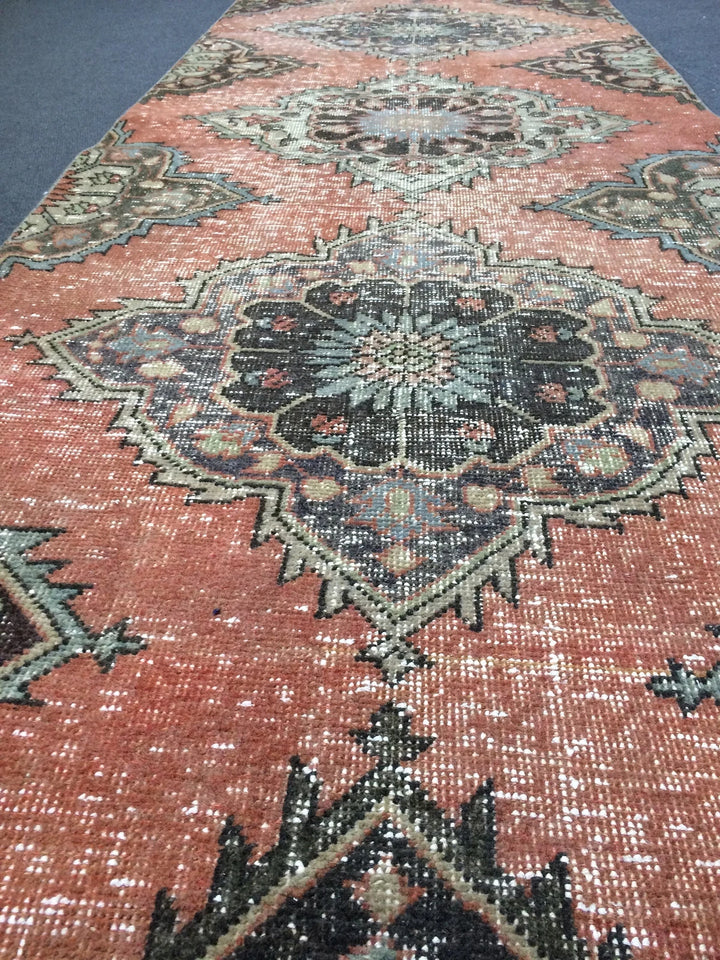 Rust Turkish Runner Rug 3' x 13' Hand-Knotted | No. WR71800
