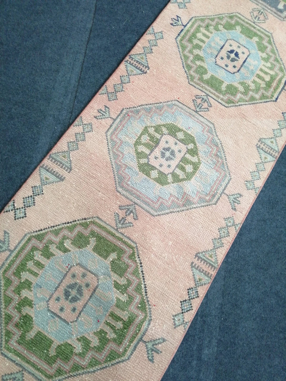 Green Turkish Runner Rug 2' 4" x 11' 2" Hand-Knotted | No. WR71982