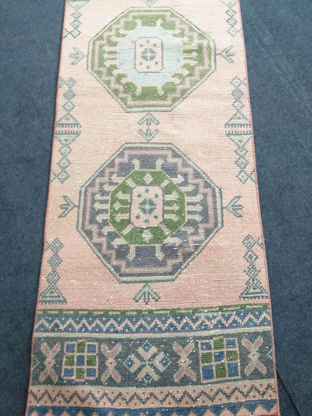 Green Turkish Runner Rug 2' 4" x 11' 2" Hand-Knotted | No. WR71982