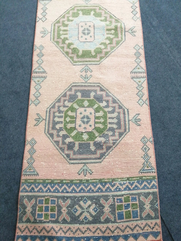 Green Turkish Runner Rug 2' 4" x 11' 2" Hand-Knotted | No. WR71982