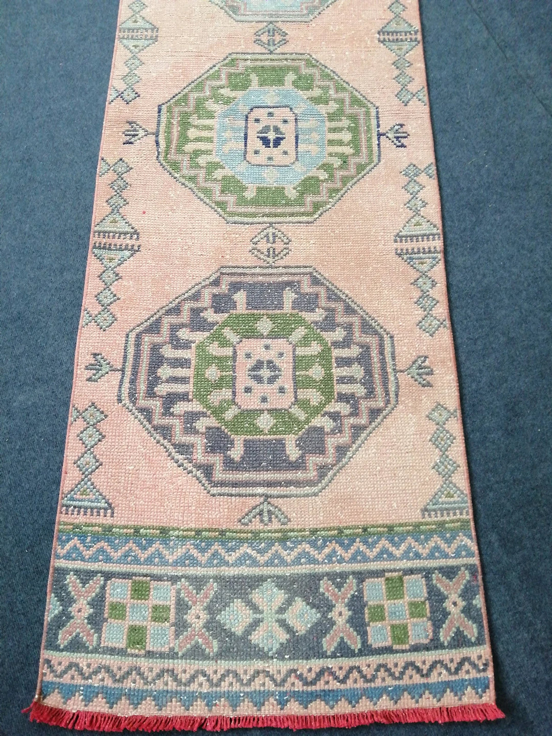Green Turkish Runner Rug 2' 4" x 11' 2" Hand-Knotted | No. WR71982