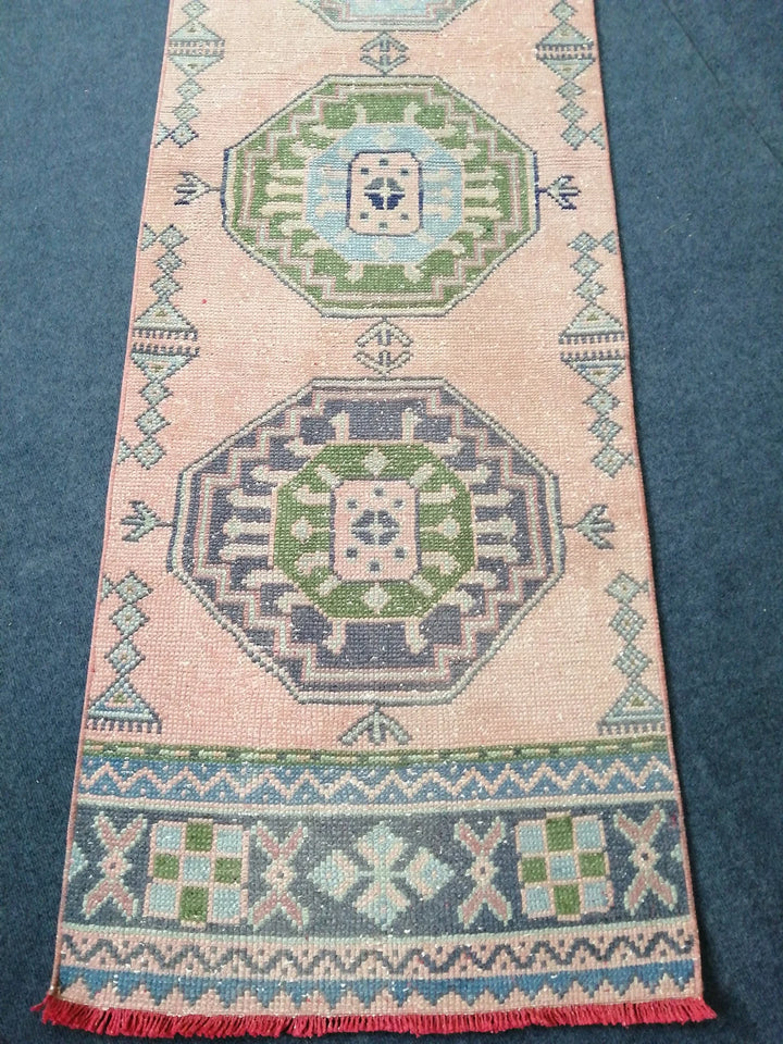 Green Turkish Runner Rug 2' 4" x 11' 2" Hand-Knotted | No. WR71982