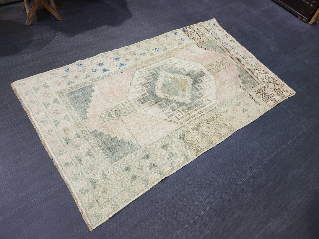 Navy Turkish Runner Rug 3' 6" x 5' 10" Hand-Knotted | No. WR72282