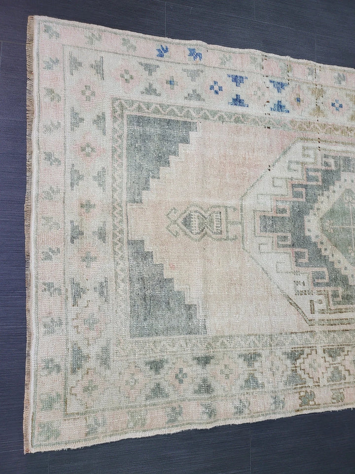 Navy Turkish Runner Rug 3' 6" x 5' 10" Hand-Knotted | No. WR72282