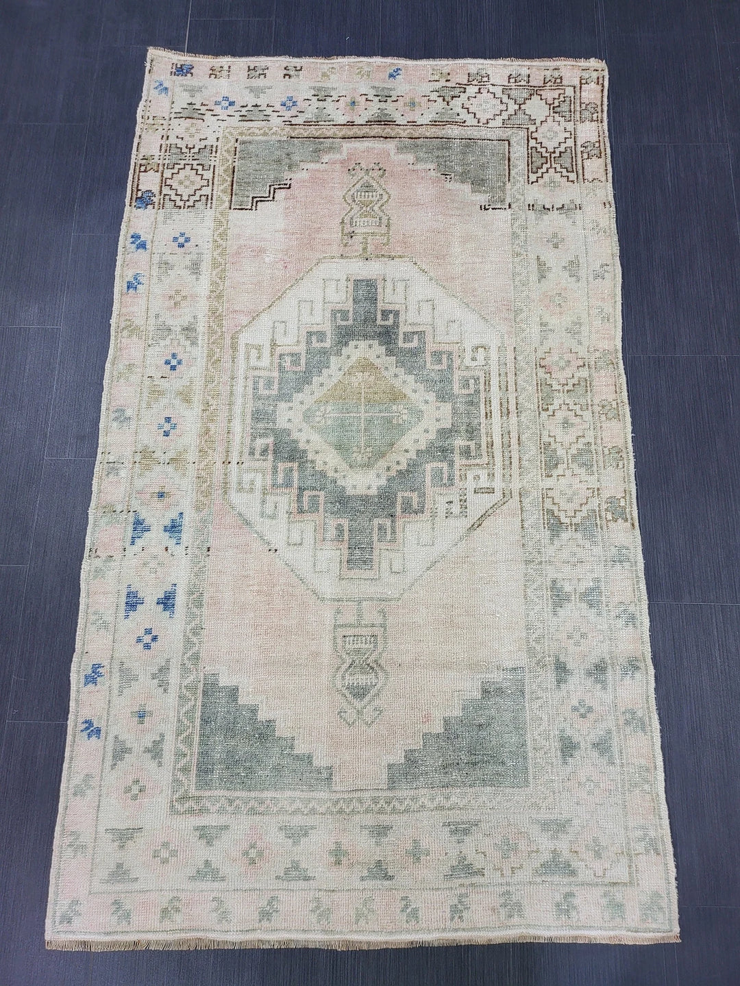 Navy Turkish Runner Rug 3' 6" x 5' 10" Hand-Knotted | No. WR72282