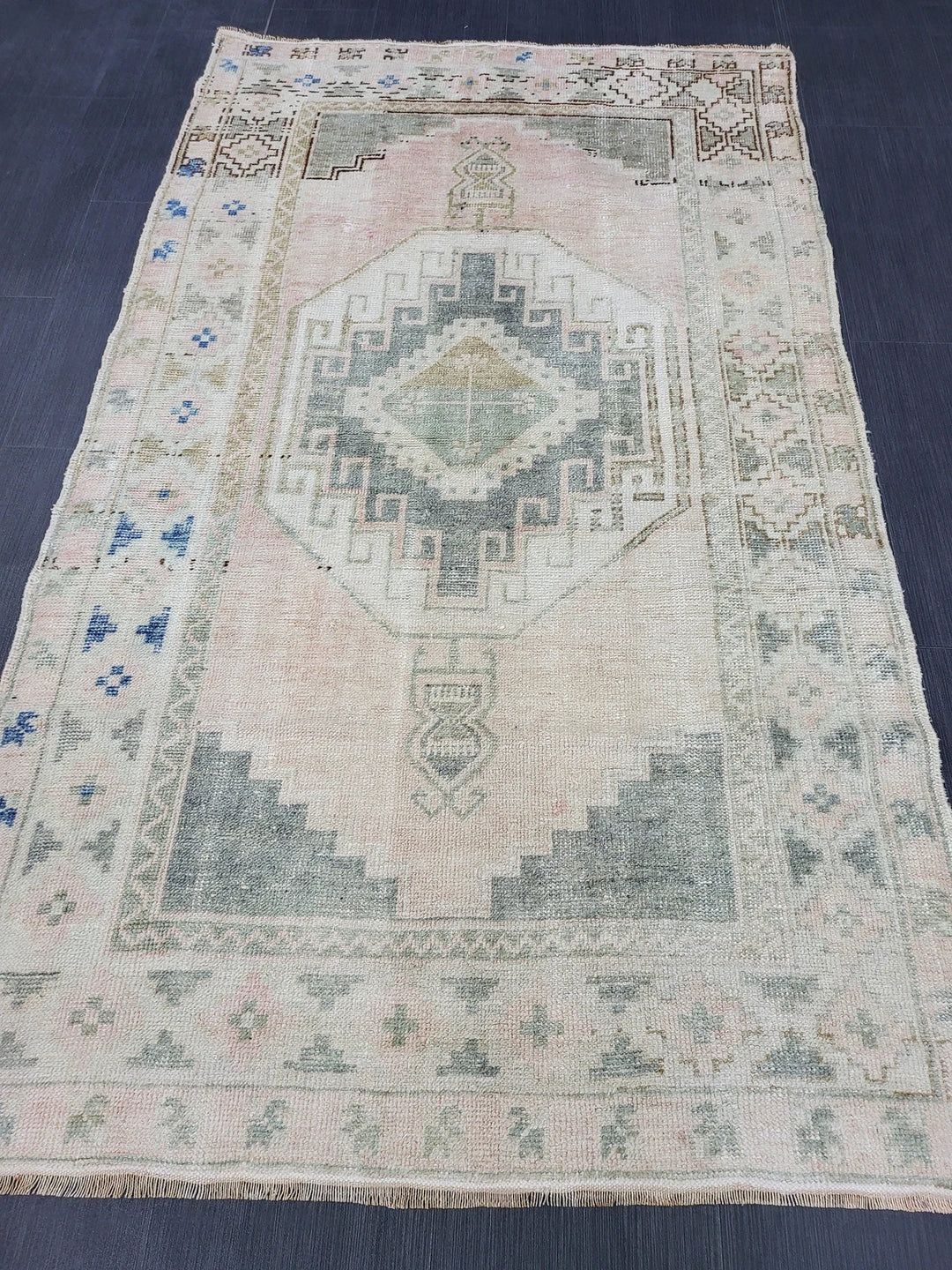 Navy Turkish Runner Rug 3' 6" x 5' 10" Hand-Knotted | No. WR72282