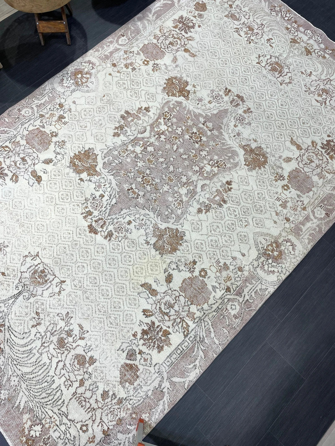 Beige Turkish Runner Rug 5' 10" x 9' 4" Hand-Knotted | No. WR72595