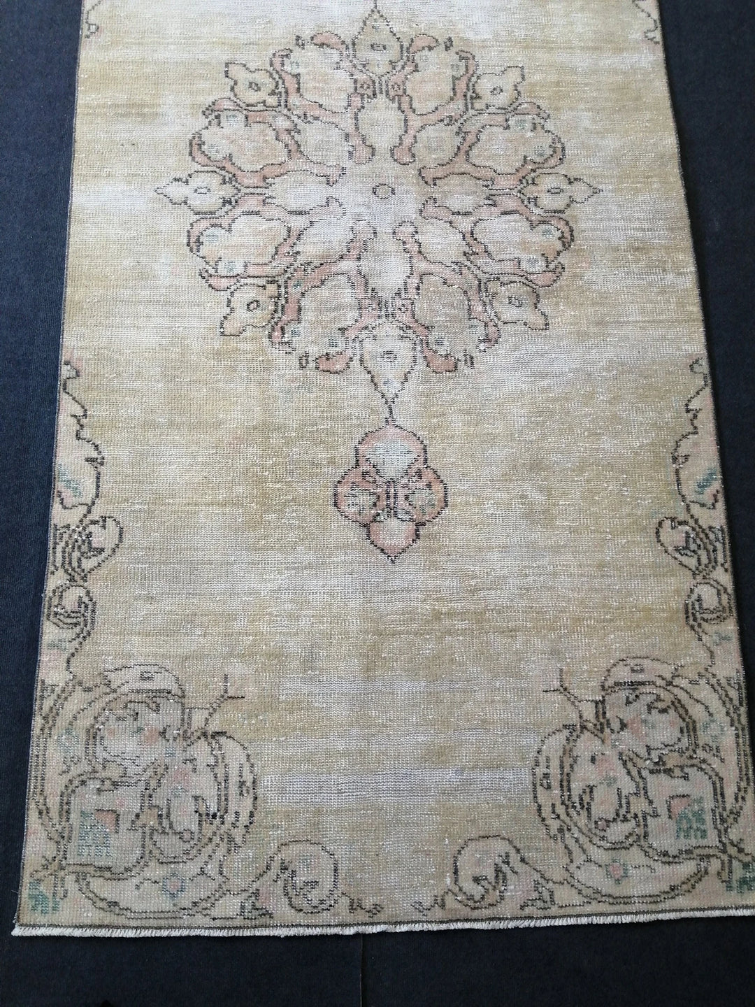 Beige Turkish Runner Rug 4' x 9' Hand-Knotted | No. WR72850