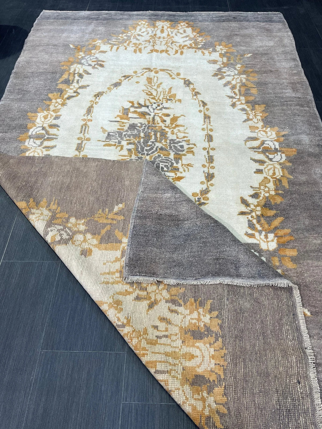Grey Turkish Runner Rug 5' 3" x 8' 8" Hand-Knotted | No. WR73244