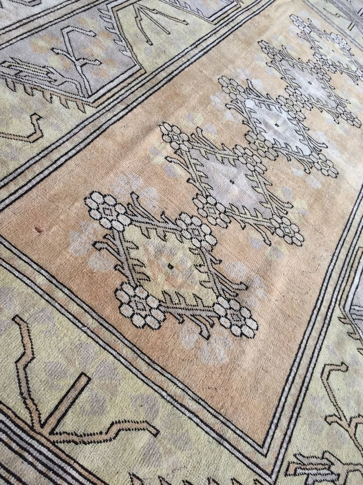 Beige Turkish Runner Rug 6' 2" x 8' 10" Hand-Knotted | No. WR73258