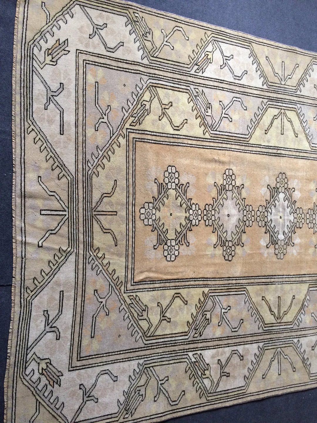 Beige Turkish Runner Rug 6' 2" x 8' 10" Hand-Knotted | No. WR73258