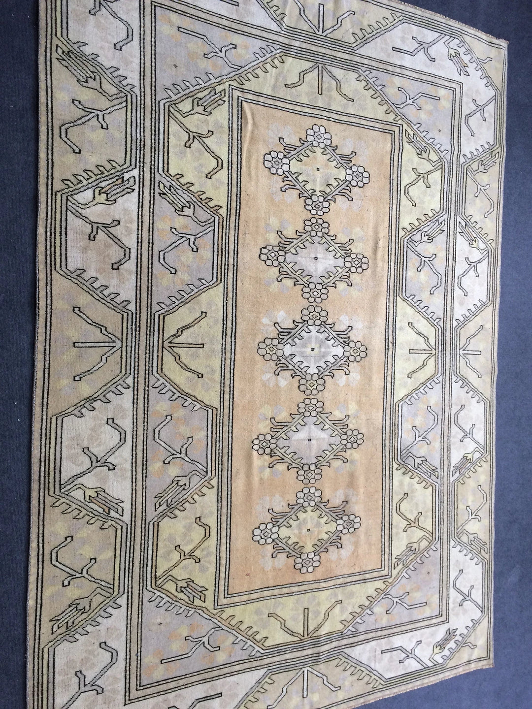 Beige Turkish Runner Rug 6' 2" x 8' 10" Hand-Knotted | No. WR73258