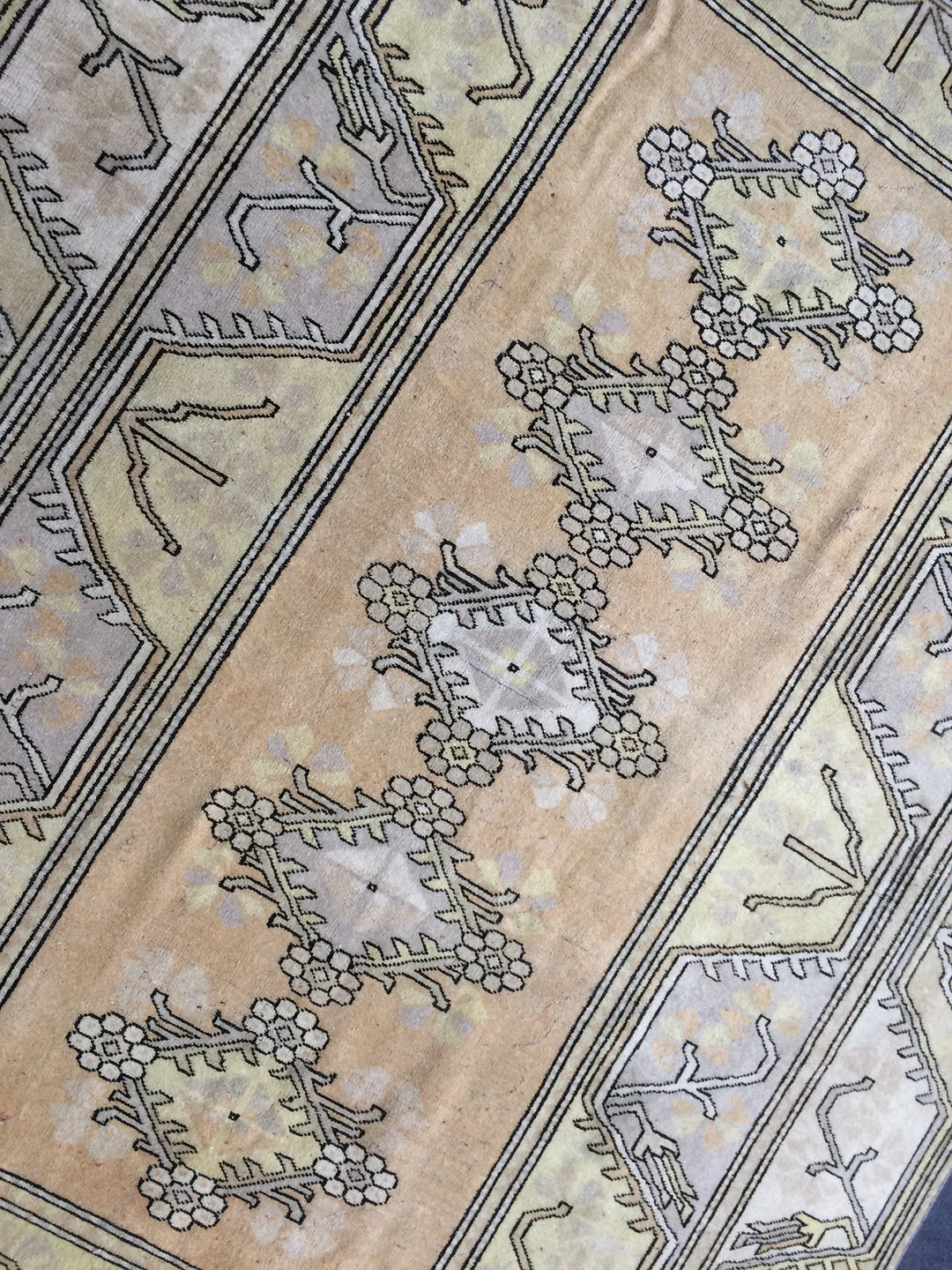 Beige Turkish Runner Rug 6' 2" x 8' 10" Hand-Knotted | No. WR73258
