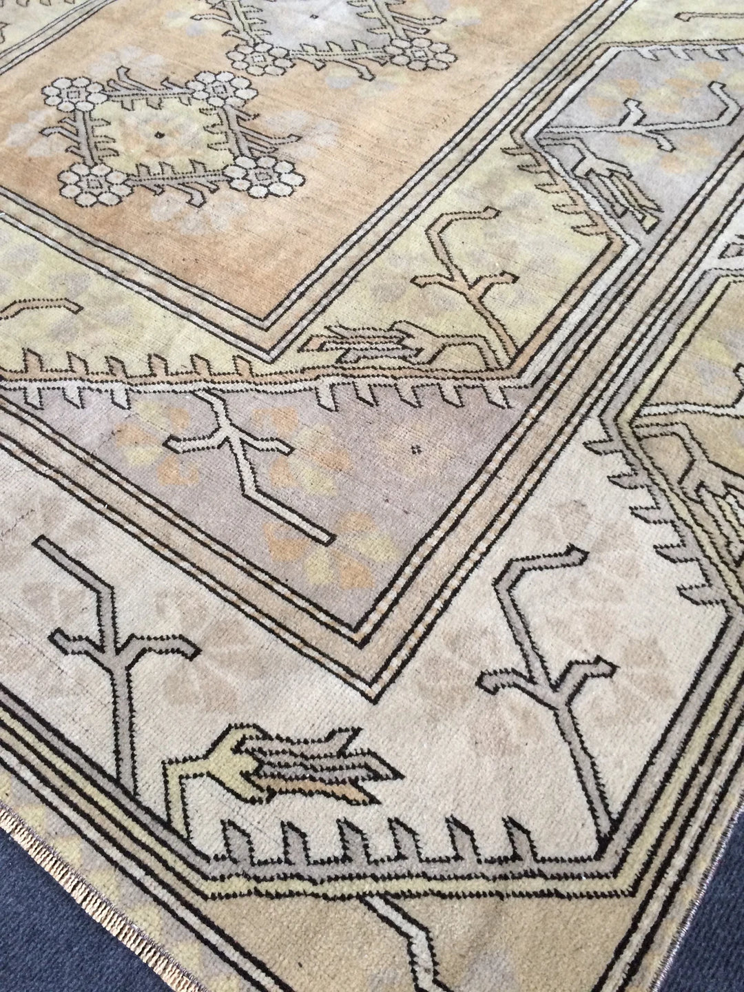 Beige Turkish Runner Rug 6' 2" x 8' 10" Hand-Knotted | No. WR73258