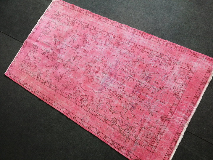 Pink Turkish Runner Rug 3' 11" x 6' 11" Hand-Knotted | No. WR73638