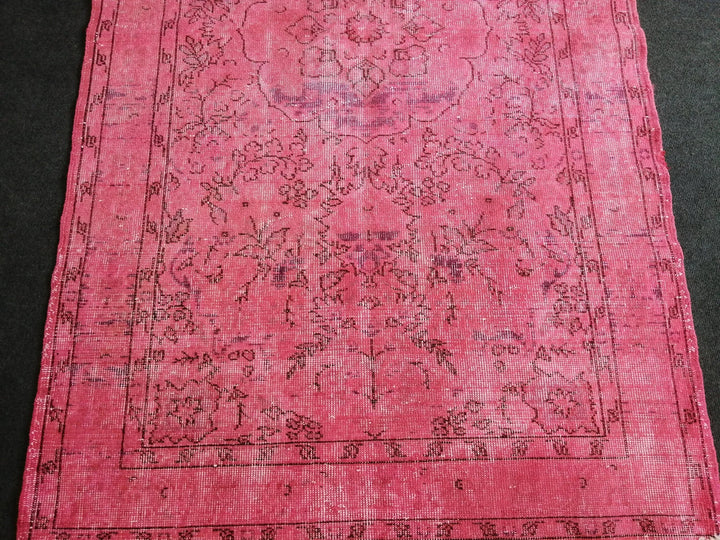 Pink Turkish Runner Rug 3' 11" x 6' 11" Hand-Knotted | No. WR73638