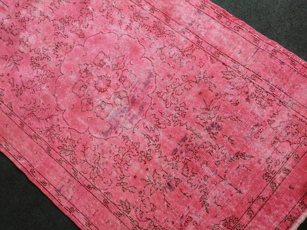 Pink Turkish Runner Rug 3' 11" x 6' 11" Hand-Knotted | No. WR73638