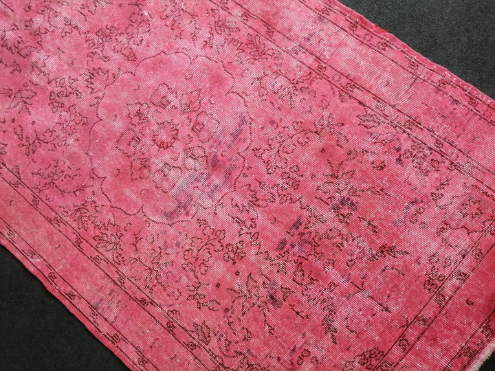 Pink Turkish Runner Rug 3' 11" x 6' 11" Hand-Knotted | No. WR73638