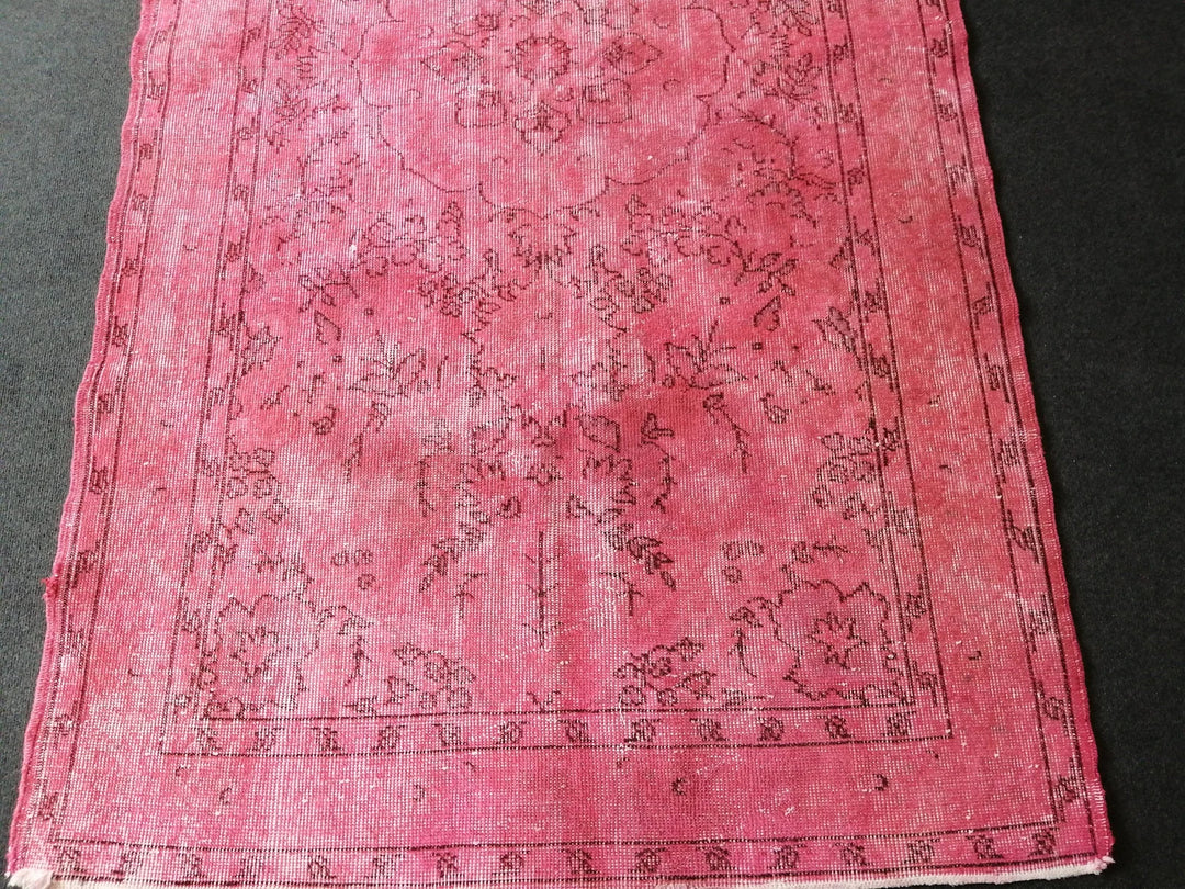 Pink Turkish Runner Rug 3' 11" x 6' 11" Hand-Knotted | No. WR73638