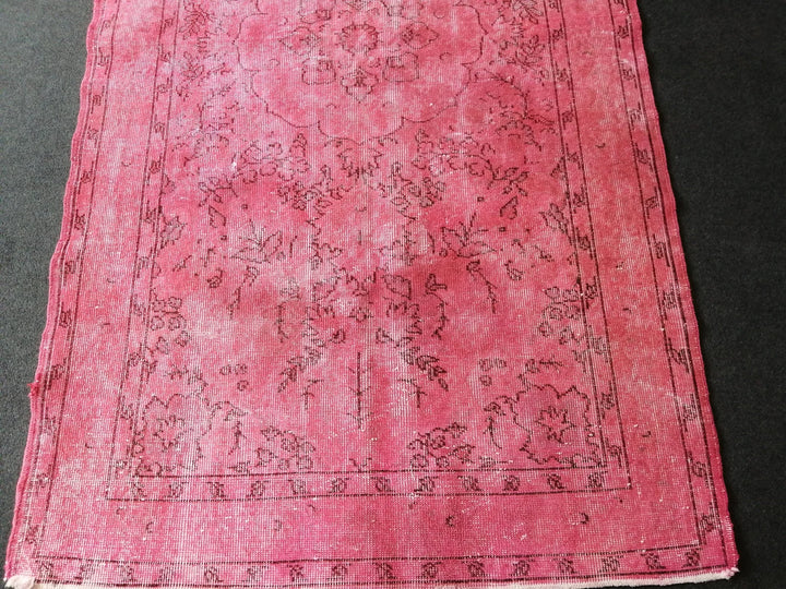 Pink Turkish Runner Rug 3' 11" x 6' 11" Hand-Knotted | No. WR73638