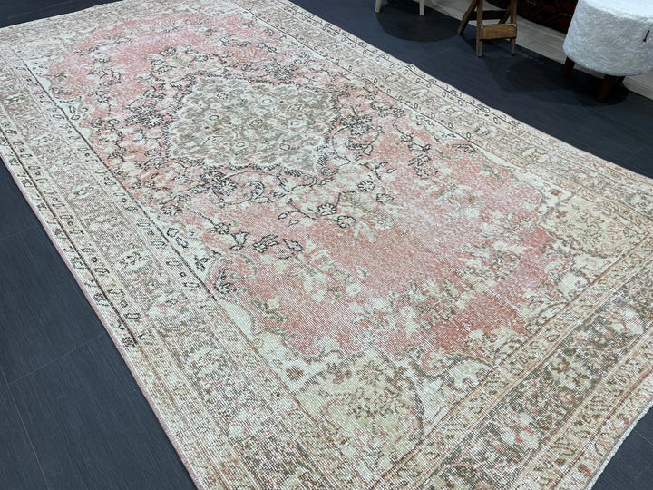 Pink Turkish Oushak Rug 5' 4" x 9' 10" Hand-Knotted | No. WR73846