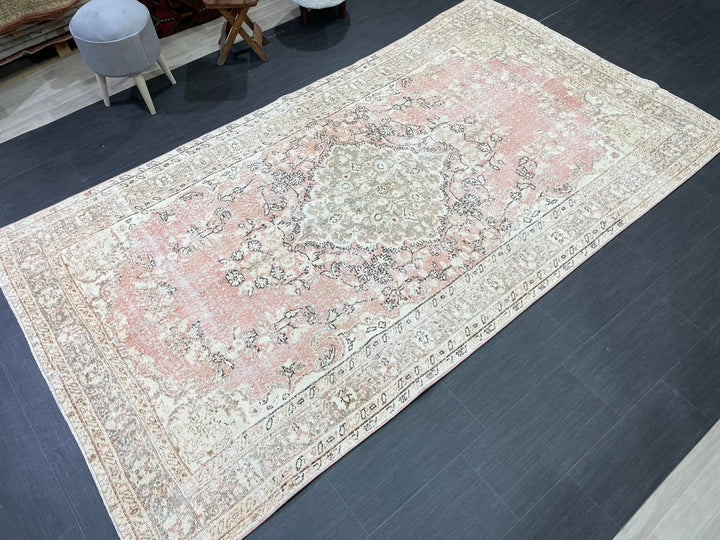 Pink Turkish Oushak Rug 5' 4" x 9' 10" Hand-Knotted | No. WR73846