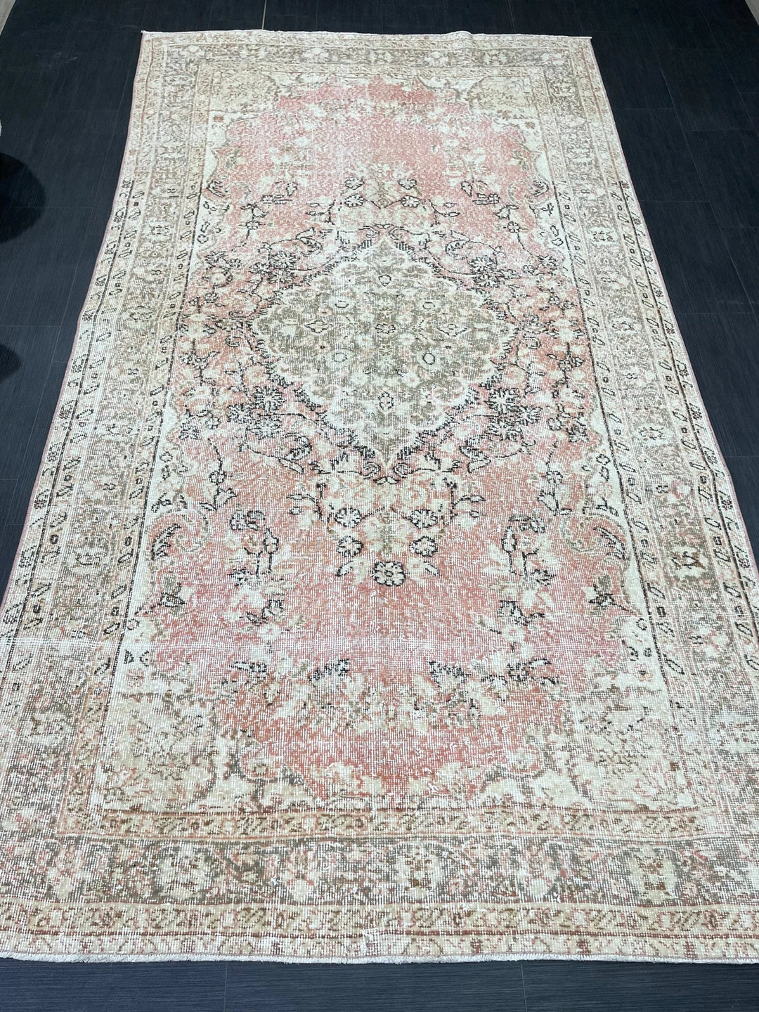 Pink Turkish Oushak Rug 5' 4" x 9' 10" Hand-Knotted | No. WR73846