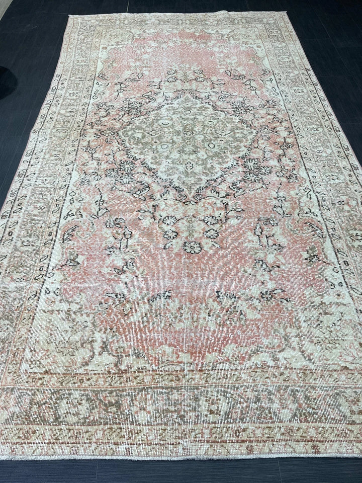 Pink Turkish Oushak Rug 5' 4" x 9' 10" Hand-Knotted | No. WR73846
