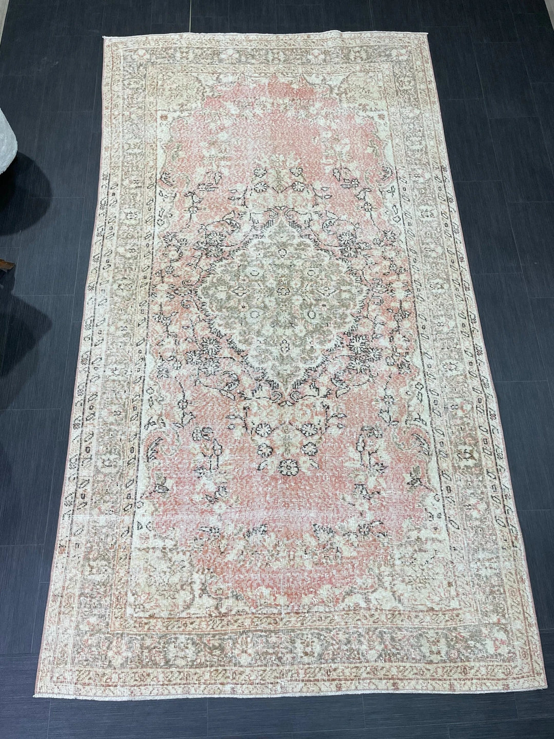 Pink Turkish Oushak Rug 5' 4" x 9' 10" Hand-Knotted | No. WR73846