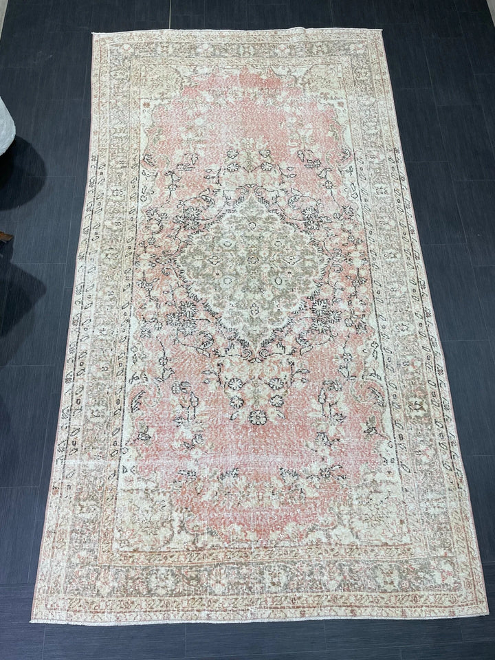 Pink Turkish Oushak Rug 5' 4" x 9' 10" Hand-Knotted | No. WR73846