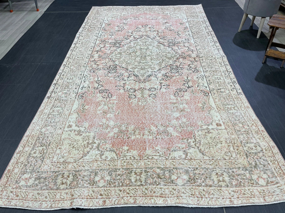 Pink Turkish Oushak Rug 5' 4" x 9' 10" Hand-Knotted | No. WR73846