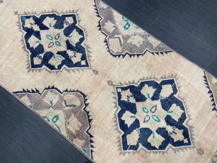 Navy Turkish Runner Rug 3' 2" x 10' 7" Hand-Knotted | No. WR73847