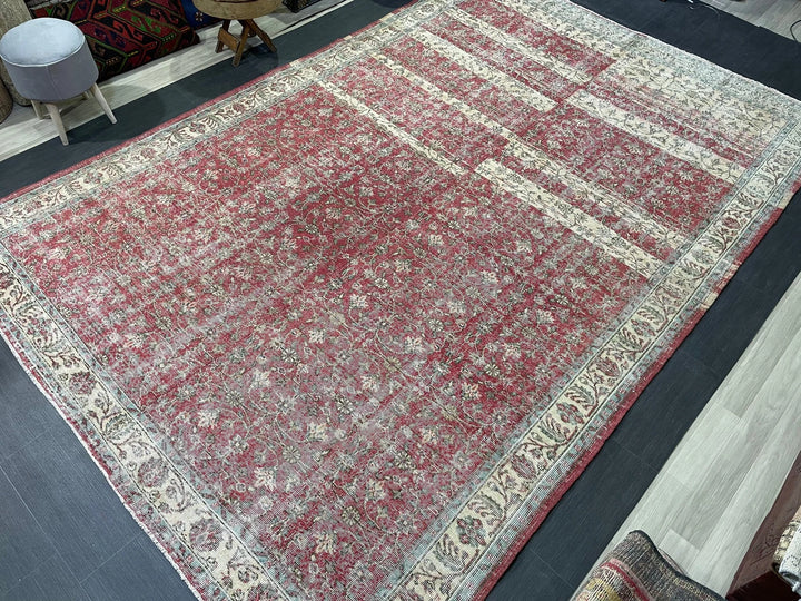 Beige Turkish Runner Rug 7' 11" x 12' Hand-Knotted | No. WR74023