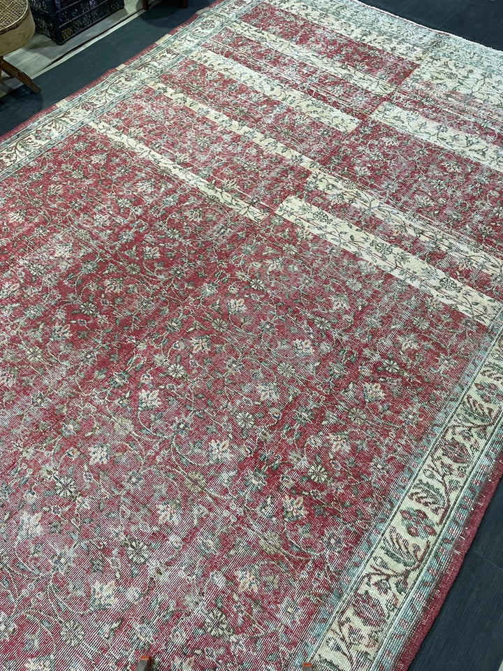 Beige Turkish Runner Rug 7' 11" x 12' Hand-Knotted | No. WR74023