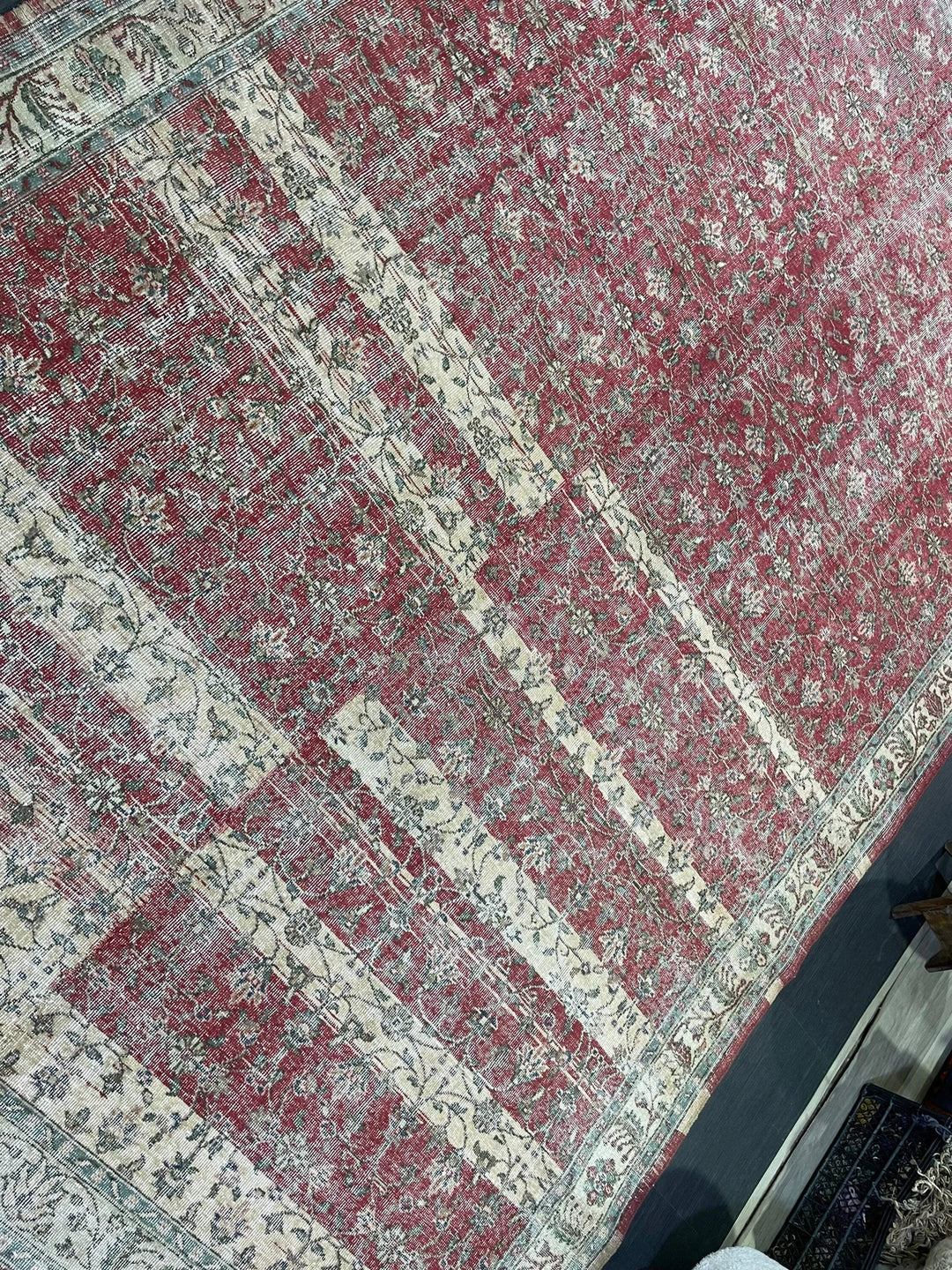 Beige Turkish Runner Rug 7' 11" x 12' Hand-Knotted | No. WR74023