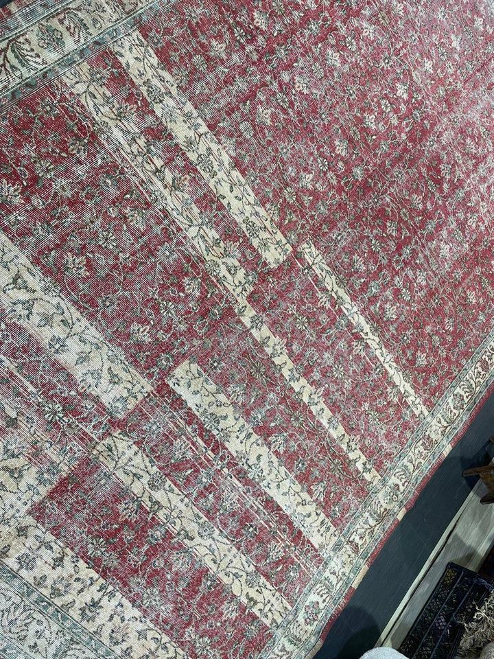 Beige Turkish Runner Rug 7' 11" x 12' Hand-Knotted | No. WR74023