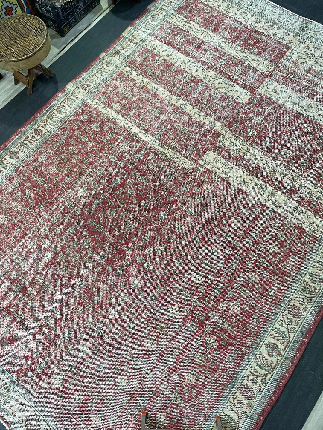 Beige Turkish Runner Rug 7' 11" x 12' Hand-Knotted | No. WR74023