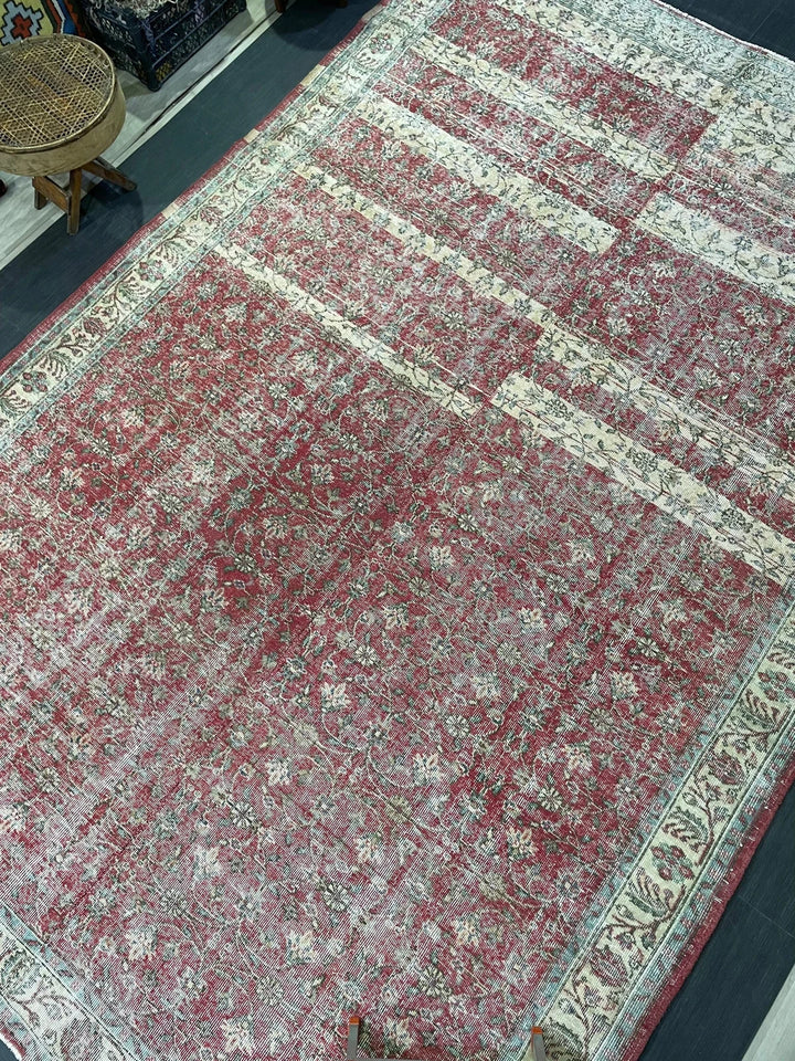 Beige Turkish Runner Rug 7' 11" x 12' Hand-Knotted | No. WR74023