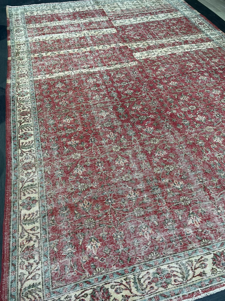 Beige Turkish Runner Rug 7' 11" x 12' Hand-Knotted | No. WR74023