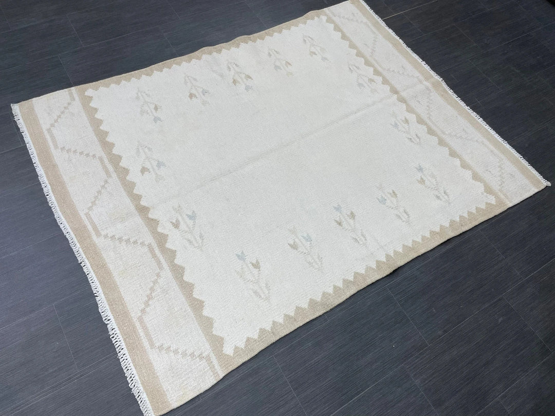 Rust Turkish Runner Rug 4' 6" x 6' 1" Hand-Knotted | No. WR74642