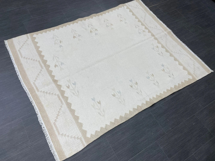 Rust Turkish Runner Rug 4' 6" x 6' 1" Hand-Knotted | No. WR74642