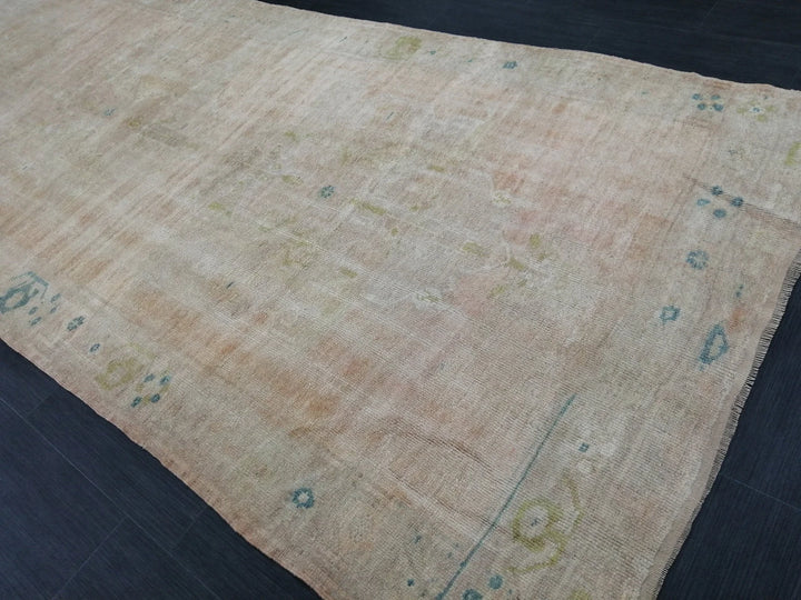 Beige Turkish Runner Rug 4' 8" x 11' 6" Hand-Knotted | No. WR74779