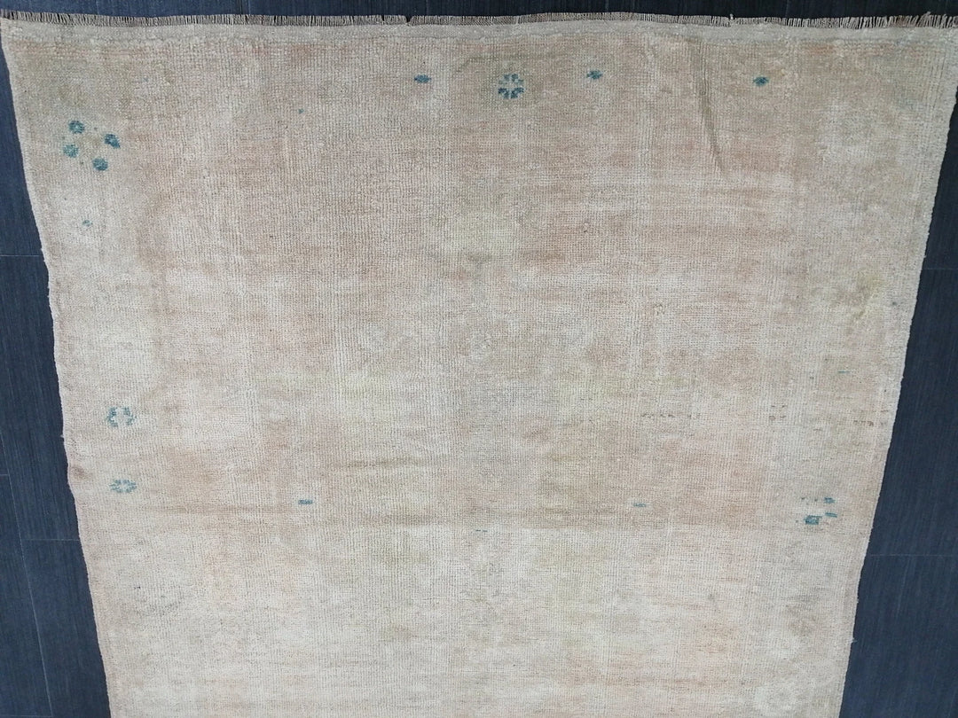Beige Turkish Runner Rug 4' 8" x 11' 6" Hand-Knotted | No. WR74779