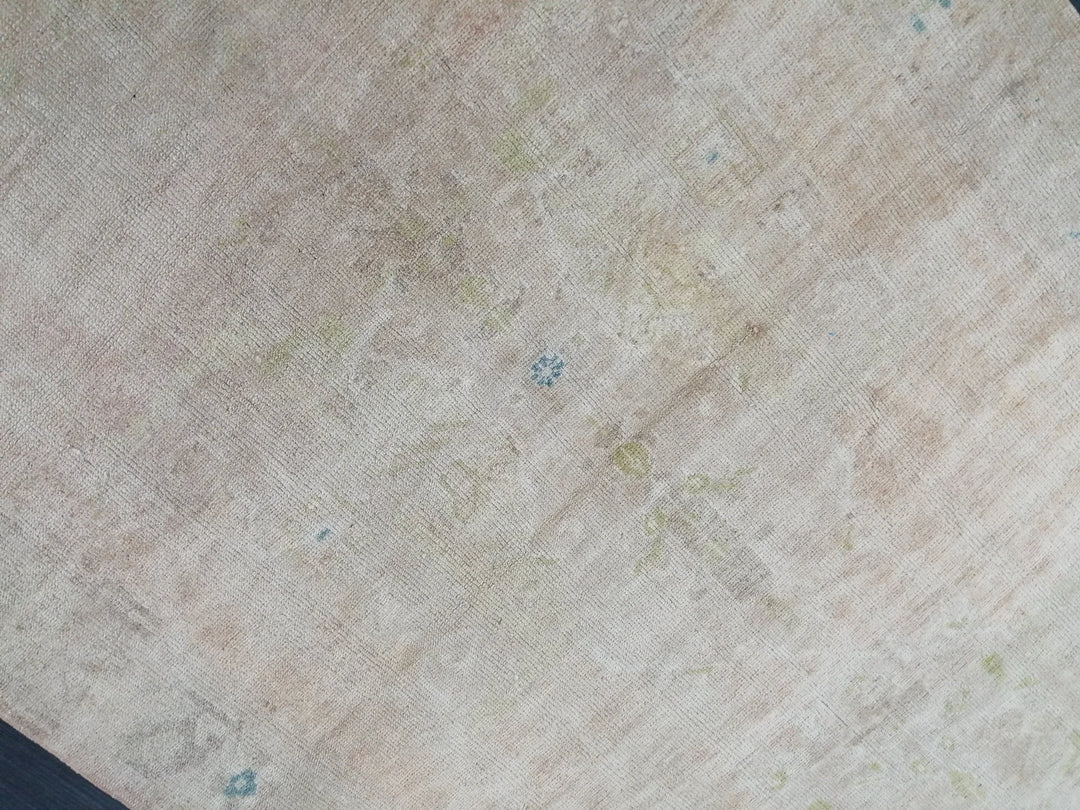 Beige Turkish Runner Rug 4' 8" x 11' 6" Hand-Knotted | No. WR74779