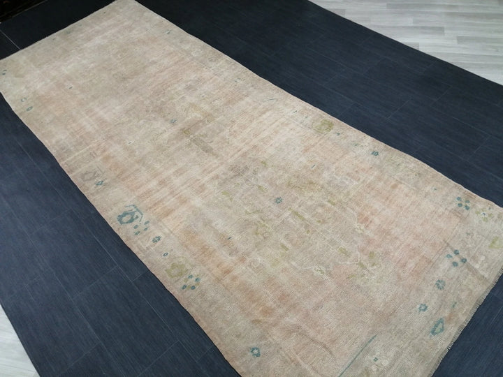 Beige Turkish Runner Rug 4' 8" x 11' 6" Hand-Knotted | No. WR74779